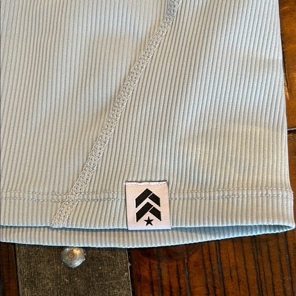 Women's Blue Ribbed Tank Top - Picture 3 of 4